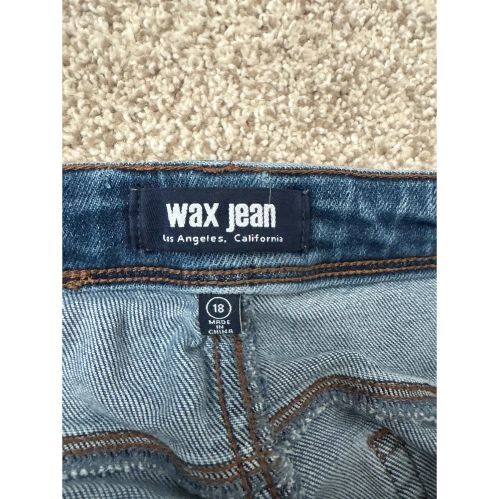 Wax Jean Grunge Distressed Los Angeles Dark Wash Raw Hem Skinny Jeans Size 18